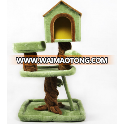 green wooden cat furniture cat scratcher treer OEM simple cat tree